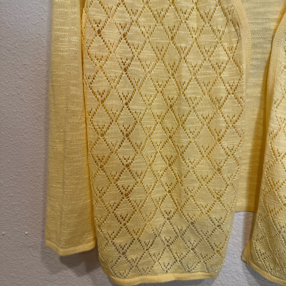 Charter Club Women's Yellow Diamond Knit Cardigan—Size Petite Large - Picture 4 of 6